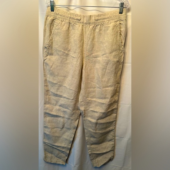 LL Bean 100% Linen Flax Drawstring Pants Women's Size 10 Missing Drawstring - Picture 1 of 10